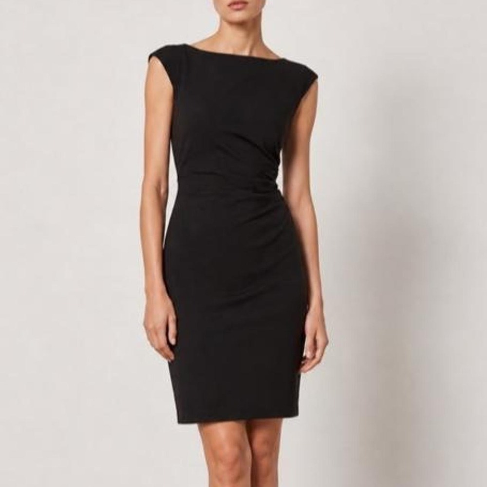 Diane Von Furstenberg Black Ruched Sheath Dress Office Elegant